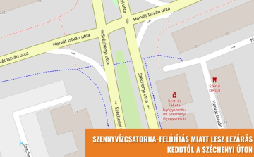 Lezárás mától szennyvízcsatorna-felújítás miatt a Széchenyi úton